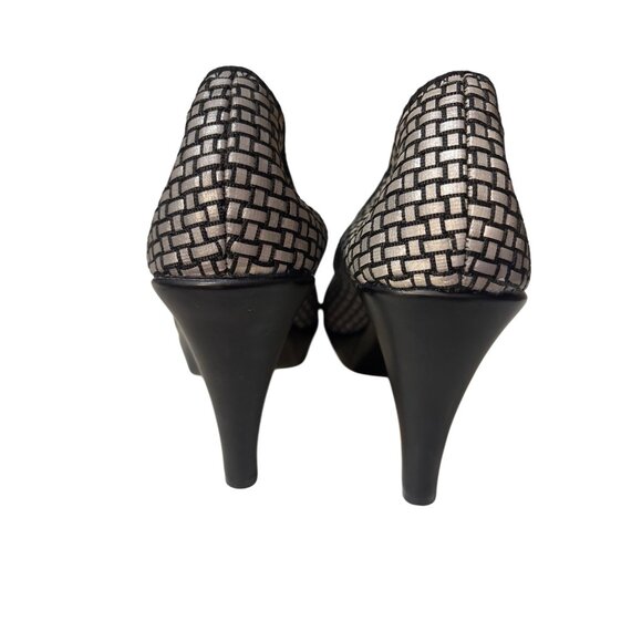 Bernie Mev Womens 10 Platform Black & Silver Woven High Heel Shoes - Picture 5 of 6
